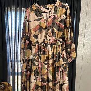 Torrid Multicolor Abstract Long Sleeve Dress